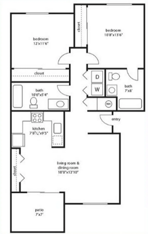 Tourtdale Terrace Floorplan_Two Bed Two Bath
